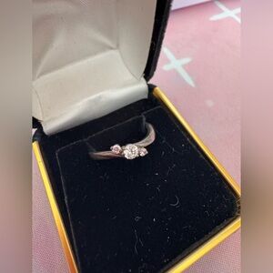 White Gold Crystal and Pink Stone Ring